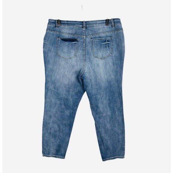 Avenue Embellished Jeans Women Size 18A Skinny Blue Denim Ankle Pants - Picture 3 of 6